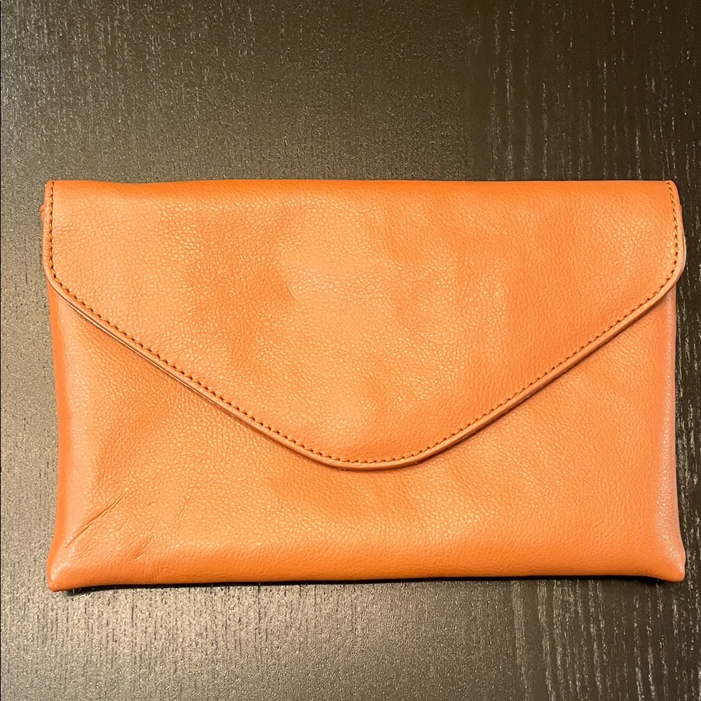 J Crew Tan Leather Clutch